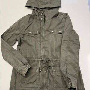 life in progress Olive Hooded Utility Jacket with Drawstring Waist
